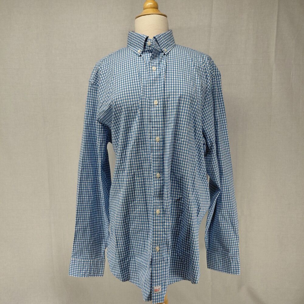 NWT Men's Vineyard Vines LS Button down Shirt Plaid Blue/ White Sz XL